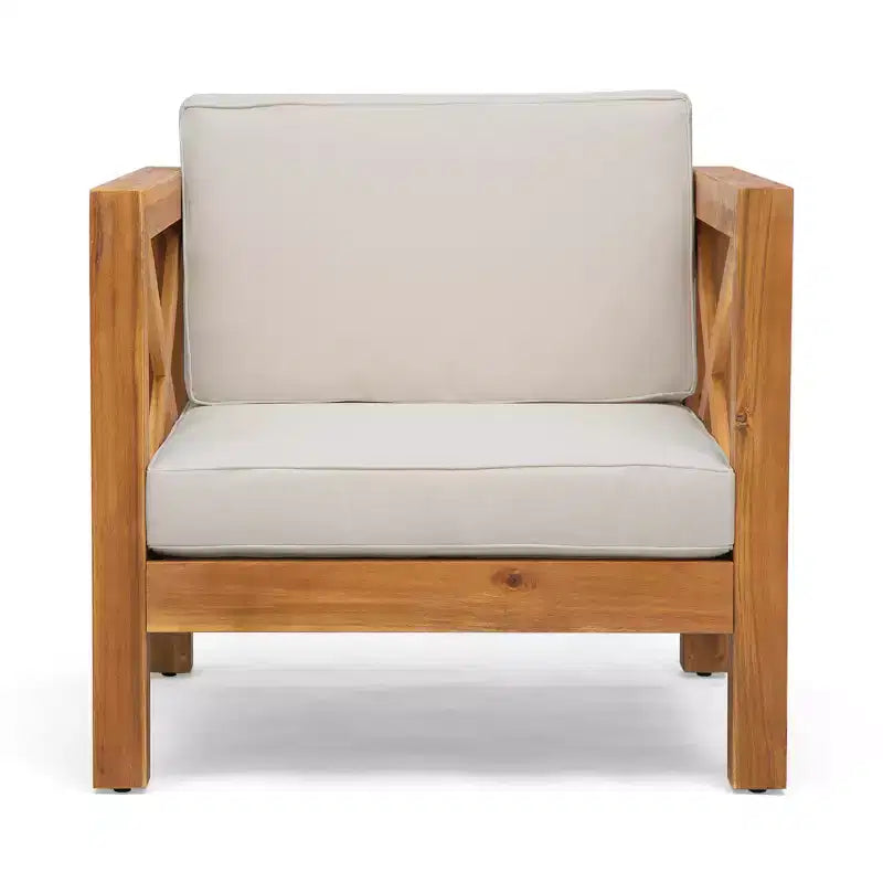 Christopher Knight Home Brava Poltrone da Esterno in Legno di Acacia con Cuscini Idrorepellenti (Set da 2)