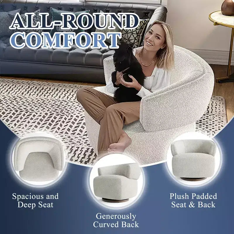 Vatros Barrel Chair Fully Assembled Swivel Accent Chair