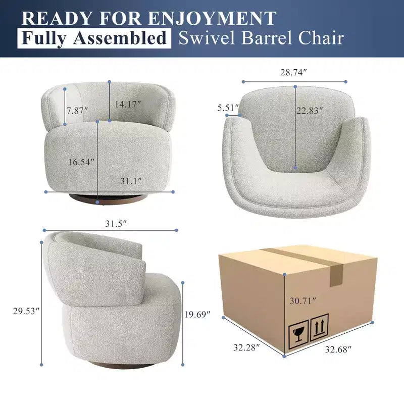 Vatros Barrel Chair Fully Assembled Swivel Accent Chair