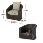 Christopher Knight Home Darius Outdoor Wicker Swivel Club Chairs with Cushion (Set of 2)