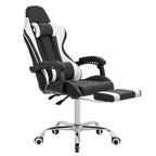 Sedia da gaming reclinabile VECELO, sedia da gaming ergonomica in pelle sintetica regolabile in altezza con poggiapiedi e supporto lombare, nera