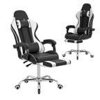 Sedia da gaming reclinabile VECELO, sedia da gaming ergonomica in pelle sintetica regolabile in altezza con poggiapiedi e supporto lombare, nera
