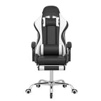 Sedia da gaming reclinabile VECELO, sedia da gaming ergonomica in pelle sintetica regolabile in altezza con poggiapiedi e supporto lombare, nera
