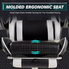 Sedia da gaming reclinabile VECELO, sedia da gaming ergonomica in pelle sintetica regolabile in altezza con poggiapiedi e supporto lombare, nera