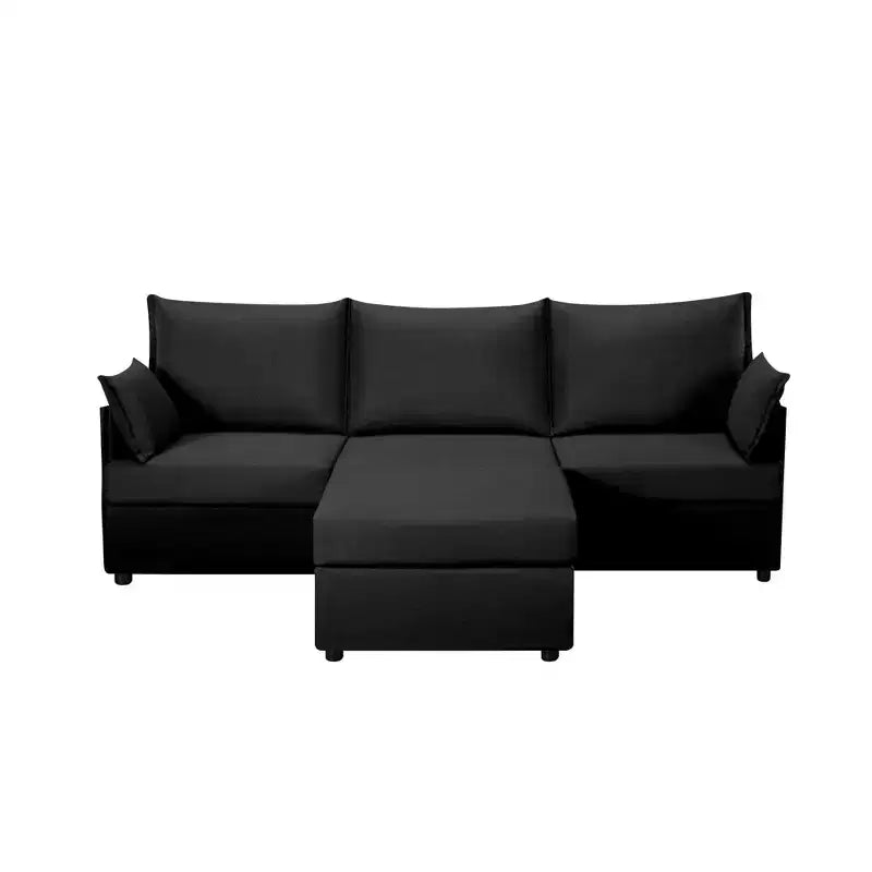 93.7 Sectional Sofa With Ottoman, Indoor Sofa Made Of Imitation Linen Material.