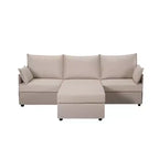 93.7 Sectional Sofa With Ottoman, Indoor Sofa Made Of Imitation Linen Material.