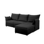 93.7 Sectional Sofa With Ottoman, Indoor Sofa Made Of Imitation Linen Material.