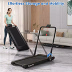 Costway 3-in-1 Folding Treadmill with Smart Apps Remote Control LED Display and Speakers Blue/Silver