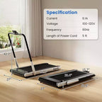 Costway 3-in-1 Folding Treadmill with Smart Apps Remote Control LED Display and Speakers Blue/Silver
