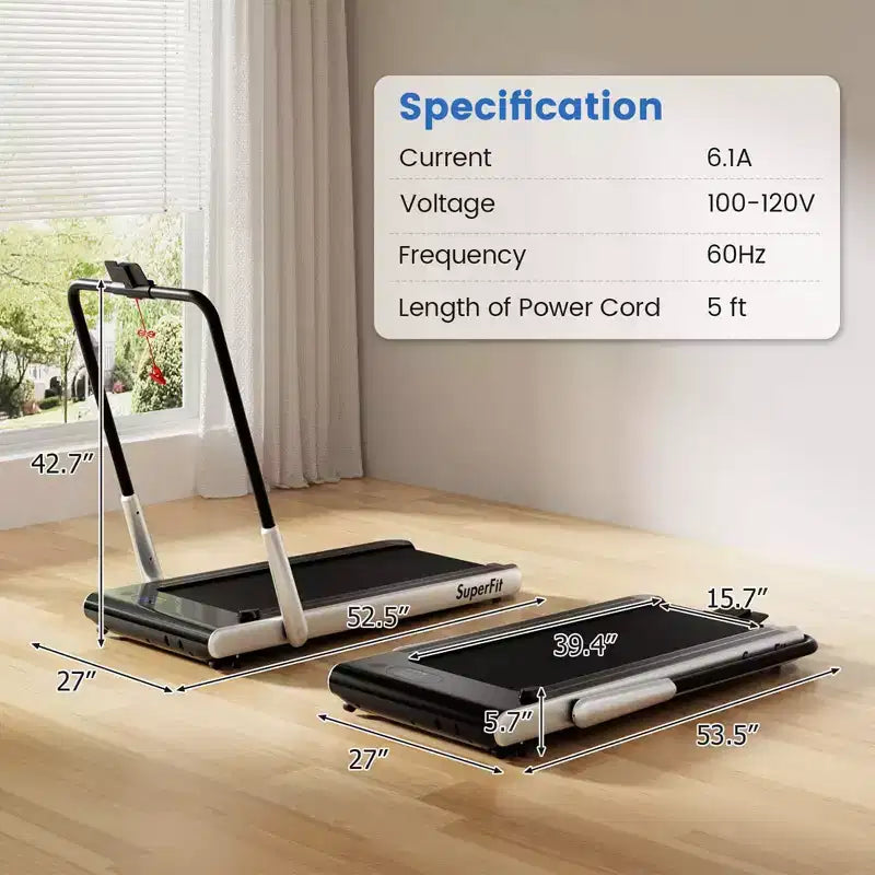 Costway 3-in-1 Folding Treadmill with Smart Apps Remote Control LED Display and Speakers Blue/Silver