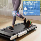 Costway 3-in-1 Folding Treadmill with Smart Apps Remote Control LED Display and Speakers Blue/Silver
