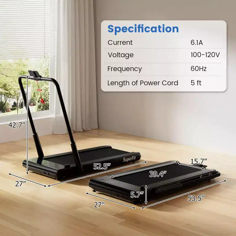 Costway 3-in-1 Folding Treadmill with Smart Apps Remote Control LED Display and Speakers Blue/Silver