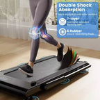 Costway 3-in-1 Folding Treadmill with Smart Apps Remote Control LED Display and Speakers Blue/Silver