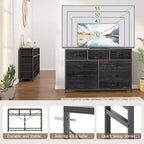 Acekool Cassettiera a 10 cassetti, porta TV per televisori fino a 55 pollici, mobile contenitore per camera da letto o soggiorno, colore nero