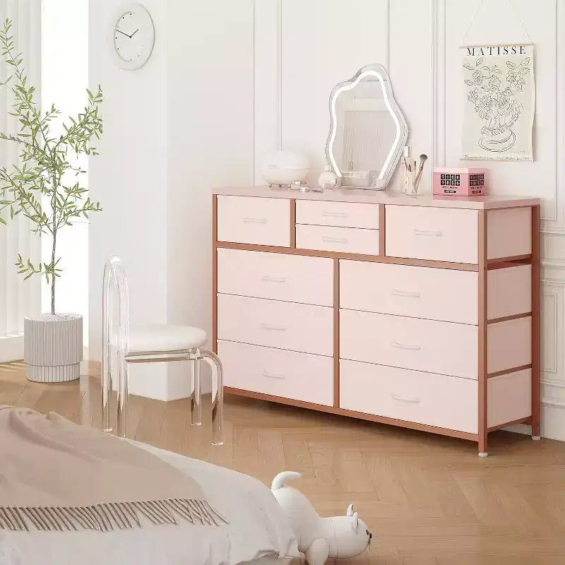 Acekool Cassettiera a 10 cassetti, porta TV per televisori fino a 55 pollici, mobile contenitore per camera da letto o soggiorno, colore nero
