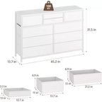 Acekool Cassettiera a 10 cassetti, porta TV per televisori fino a 55 pollici, mobile contenitore per camera da letto o soggiorno, colore nero