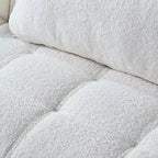 Convertible Futon Sofa Bed Modern Teddy Fabric Loveseat Sleeper Couch With Adjustable Backrest Metal Legs For Small Spaces Living Room