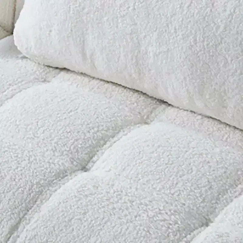 Convertible Futon Sofa Bed Modern Teddy Fabric Loveseat Sleeper Couch With Adjustable Backrest Metal Legs For Small Spaces Living Room