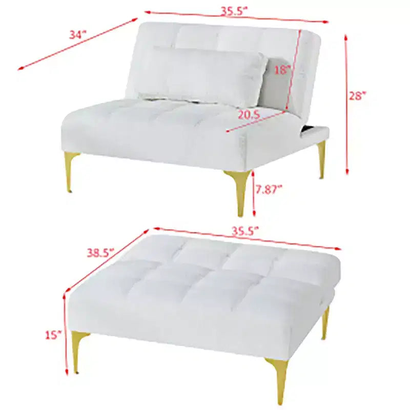 Convertible Futon Sofa Bed Modern Teddy Fabric Loveseat Sleeper Couch With Adjustable Backrest Metal Legs For Small Spaces Living Room