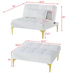 Convertible Futon Sofa Bed Modern Teddy Fabric Loveseat Sleeper Couch With Adjustable Backrest Metal Legs For Small Spaces Living Room