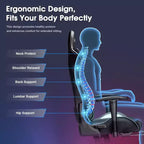 Douxlife Modern 7-Point Massage Ergonomic Gaming Chair with Footrest & Adjustable Armrests Black Gray