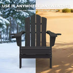 HYLEORY HDPE Folding Adirondack Chair with 2 Cup Holder - Composite Adirondack Chair