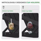 HYLEORY HDPE Folding Adirondack Chair with 2 Cup Holder - Composite Adirondack Chair