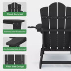 HYLEORY HDPE Folding Adirondack Chair with 2 Cup Holder - Composite Adirondack Chair