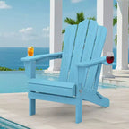 HYLEORY HDPE Folding Adirondack Chair with 2 Cup Holder - Composite Adirondack Chair