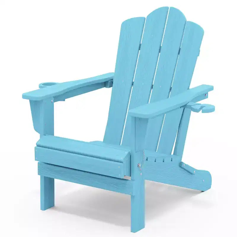 HYLEORY HDPE Folding Adirondack Chair with 2 Cup Holder - Composite Adirondack Chair