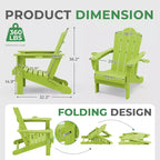 HYLEORY HDPE Folding Adirondack Chair with 2 Cup Holder - Composite Adirondack Chair