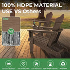 HYLEORY HDPE Folding Adirondack Chair with 2 Cup Holder - Composite Adirondack Chair