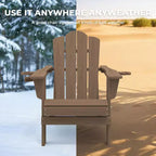 HYLEORY HDPE Folding Adirondack Chair with 2 Cup Holder - Composite Adirondack Chair