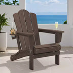 HYLEORY HDPE Folding Adirondack Chair with 2 Cup Holder - Composite Adirondack Chair