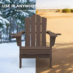 HYLEORY HDPE Folding Adirondack Chair with 2 Cup Holder - Composite Adirondack Chair