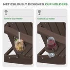 HYLEORY HDPE Folding Adirondack Chair with 2 Cup Holder - Composite Adirondack Chair