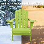 HYLEORY HDPE Folding Adirondack Chair with 2 Cup Holder - Composite Adirondack Chair