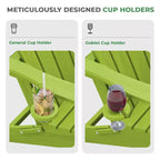 HYLEORY HDPE Folding Adirondack Chair with 2 Cup Holder - Composite Adirondack Chair