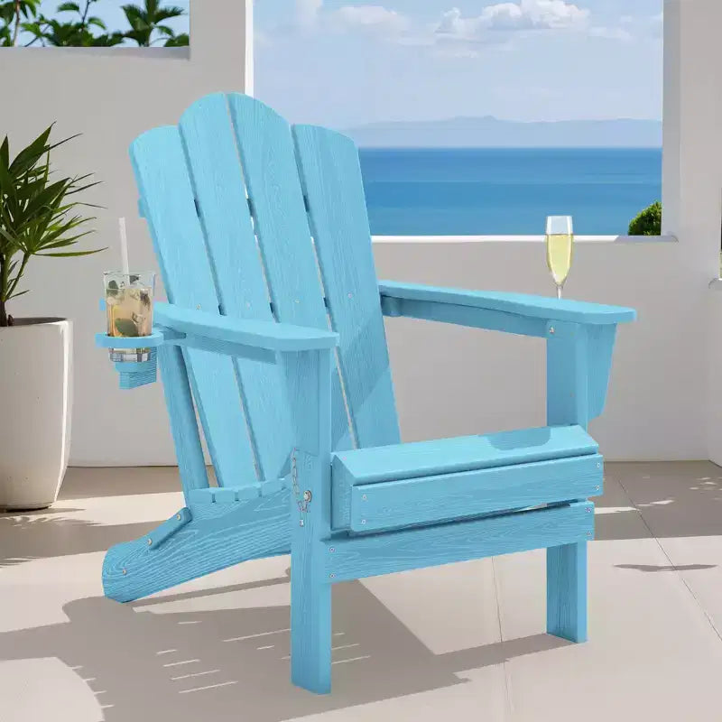 HYLEORY Sedia Adirondack Pieghevole in HDPE con 2 Portabicchieri - Sedia Adirondack Composita