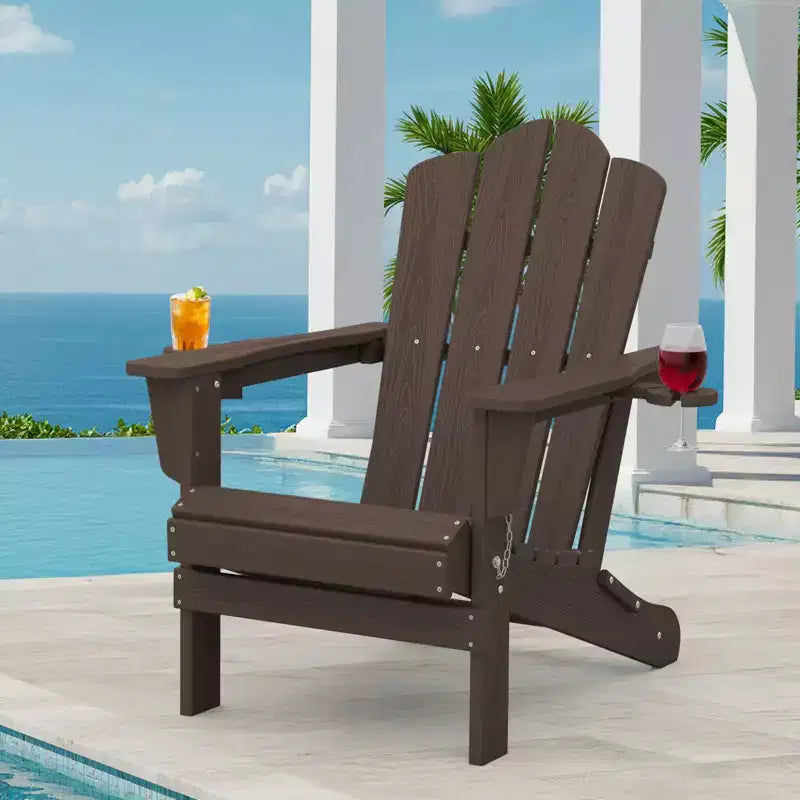 HYLEORY Sedia Adirondack Pieghevole in HDPE con 2 Portabicchieri - Sedia Adirondack Composita