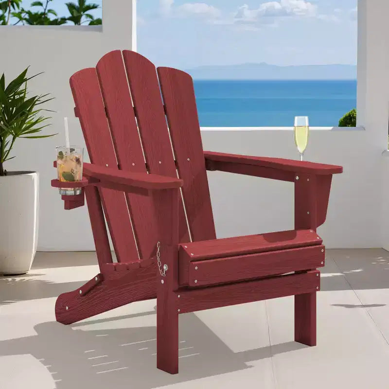 HYLEORY Sedia Adirondack Pieghevole in HDPE con 2 Portabicchieri - Sedia Adirondack Composita