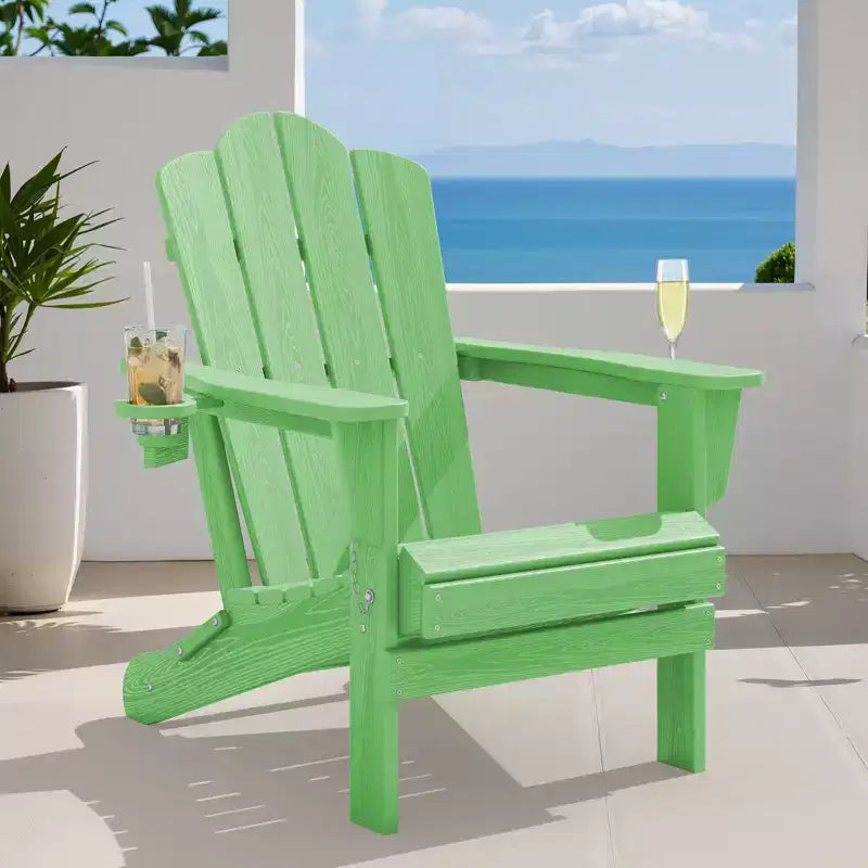 HYLEORY Sedia Adirondack Pieghevole in HDPE con 2 Portabicchieri - Sedia Adirondack Composita