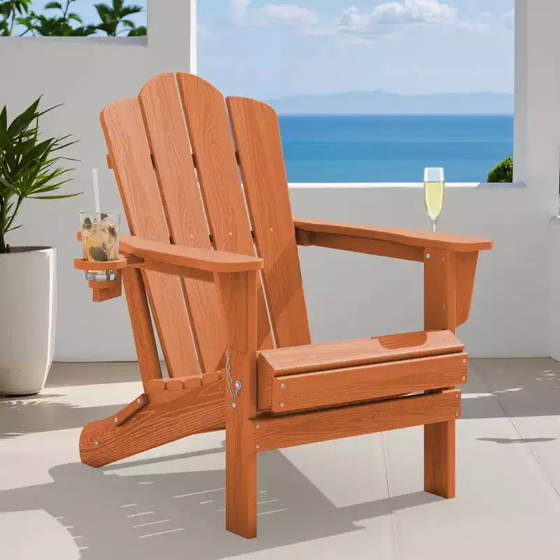 HYLEORY Sedia Adirondack Pieghevole in HDPE con 2 Portabicchieri - Sedia Adirondack Composita