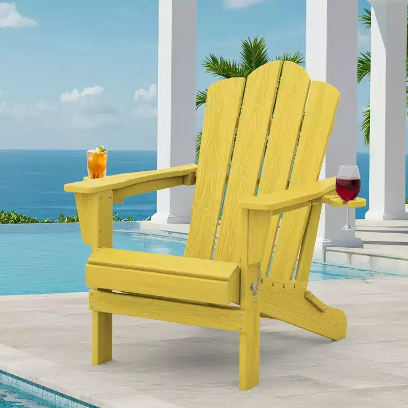 HYLEORY Sedia Adirondack Pieghevole in HDPE con 2 Portabicchieri - Sedia Adirondack Composita