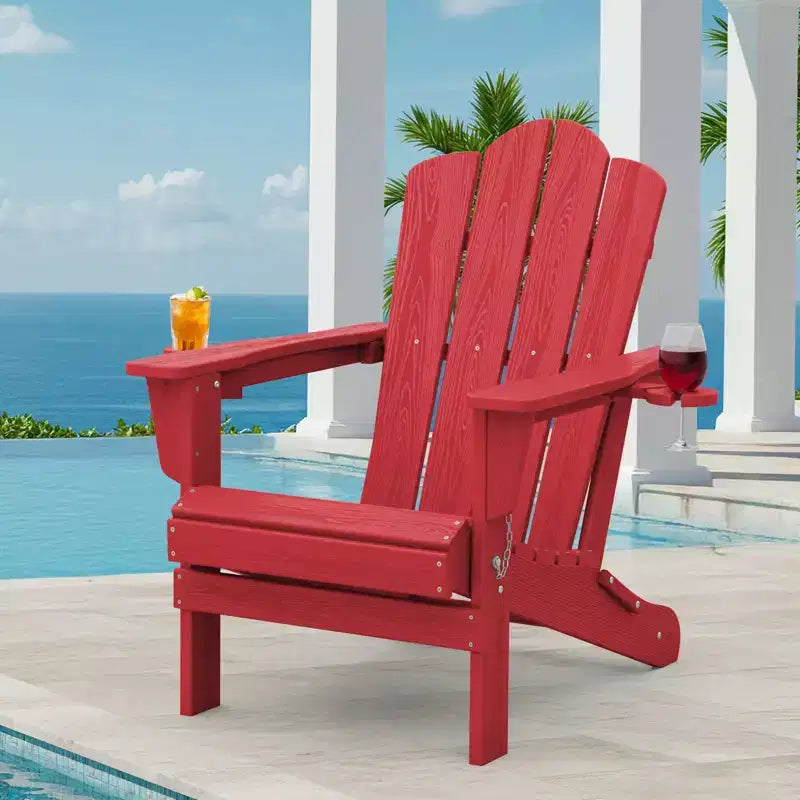 HYLEORY Sedia Adirondack Pieghevole in HDPE con 2 Portabicchieri - Sedia Adirondack Composita