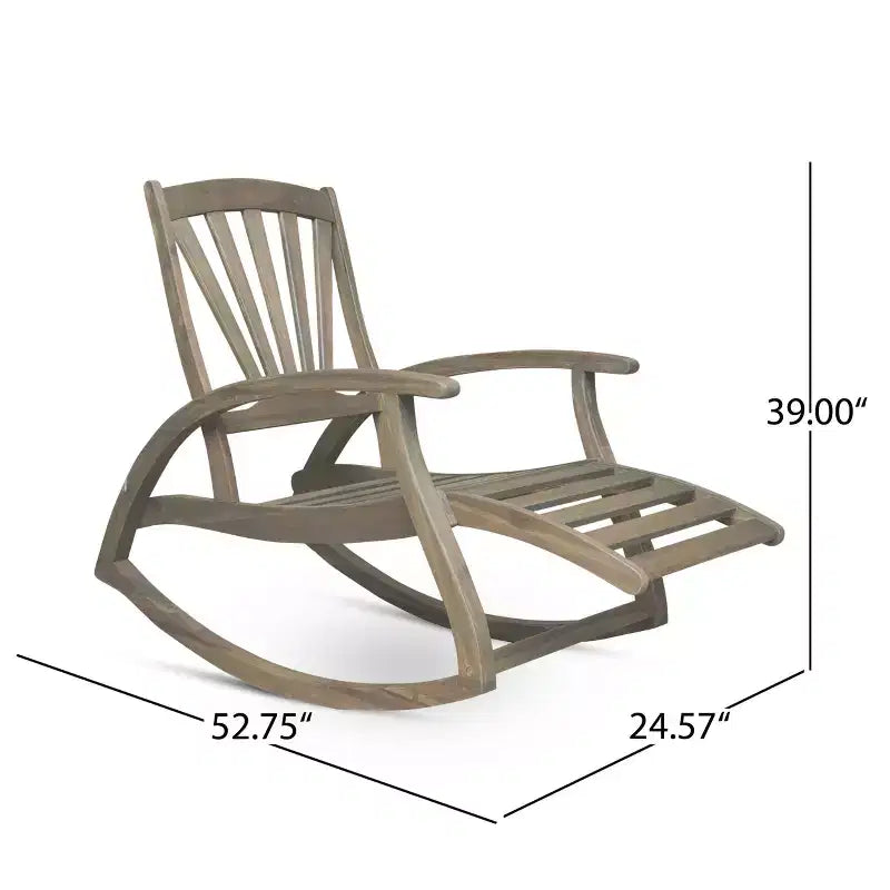 GDFStudio Kelsey Outdoor Acacia Wood Rocking Chair with Footrest