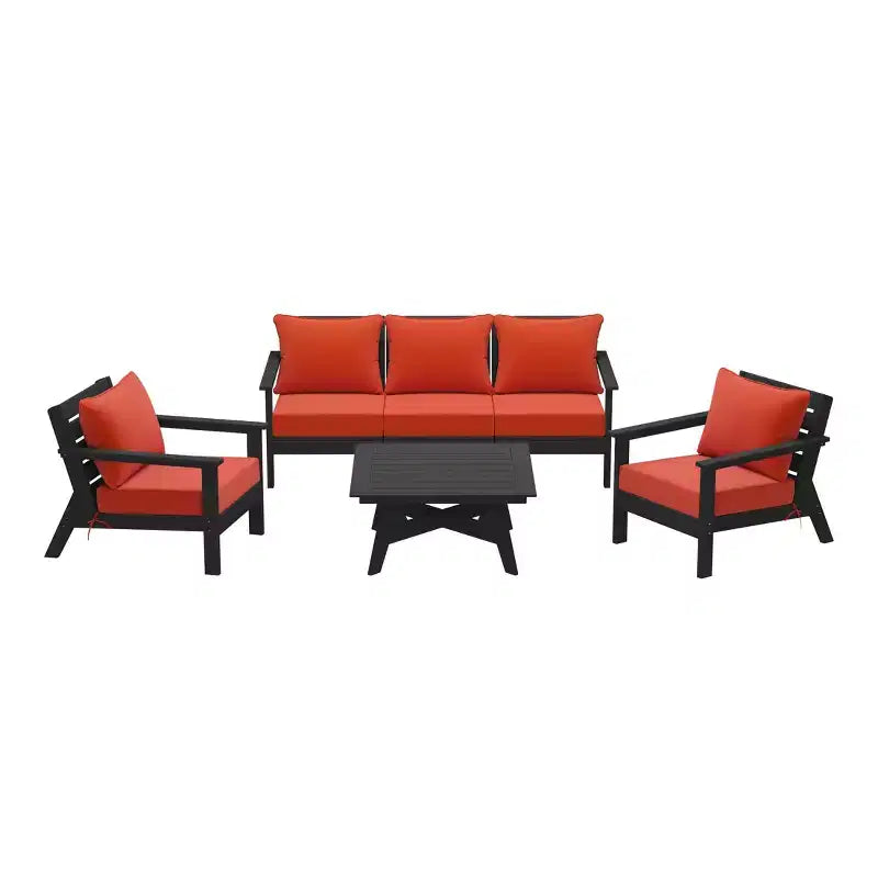 WestinTrends Avalon Outdoor 6-Piece Modular Sectional Patio Furniture Sofa Set, Black/Orange