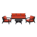 WestinTrends Avalon Outdoor 6-Piece Modular Sectional Patio Furniture Sofa Set, Black/Orange