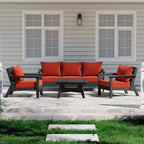 WestinTrends Avalon Set di 6 Mobili Modulari da Esterno per Patio, Nero/Arancione