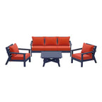 WestinTrends Avalon Outdoor 6-Piece Modular Sectional Patio Furniture Sofa Set, Navy Blue/Orange